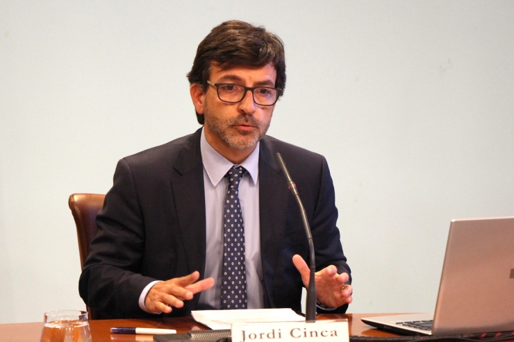 El ministre de Finances i portaveu del Govern, Jordi Cinca, en una roda de premsa.