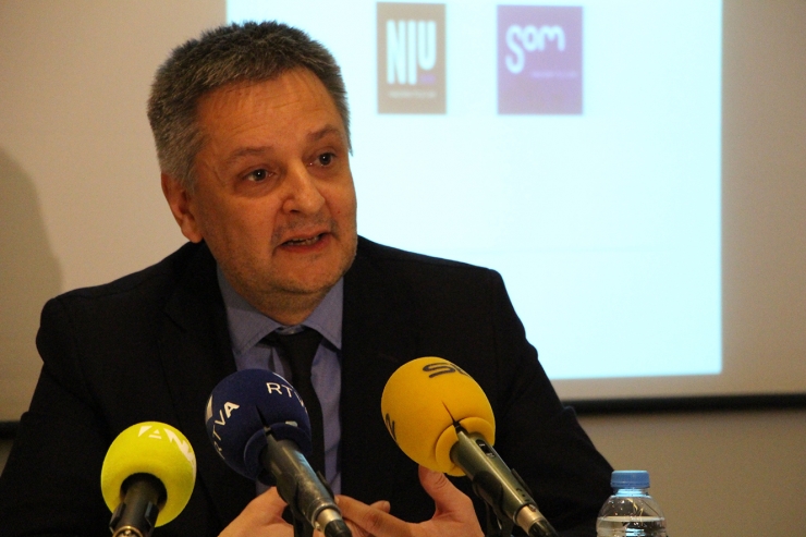 El ministre d'Economia, Competitivat i Innovació, Gilbert Saboya, durant l'acte d'aquest dijous.