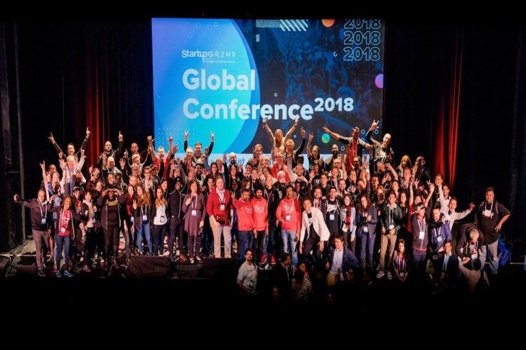 Foto de família dels participants a l'Startup Grind Global Conference 2018.