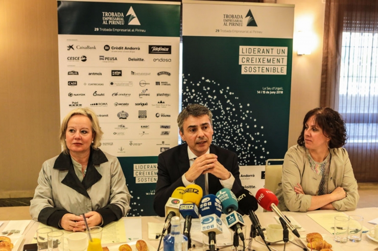 Un moment de la presentació de la 29a Trobada Empresarial al Pirineu, aquest dijous al migdia a Lleida.