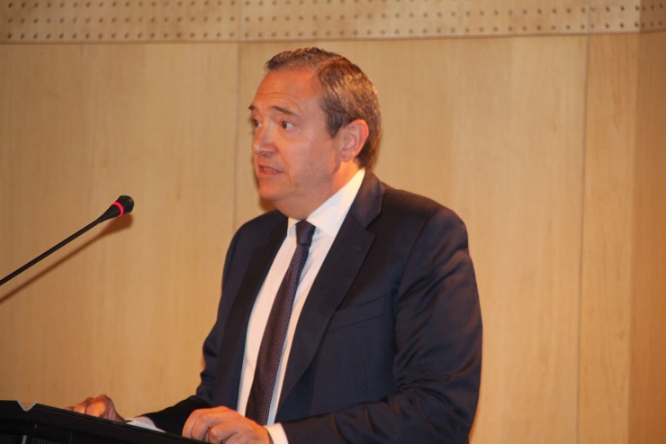 El president de la comissió Marca Andorra, Pere Augé, ha fet la presentació de l'acte.