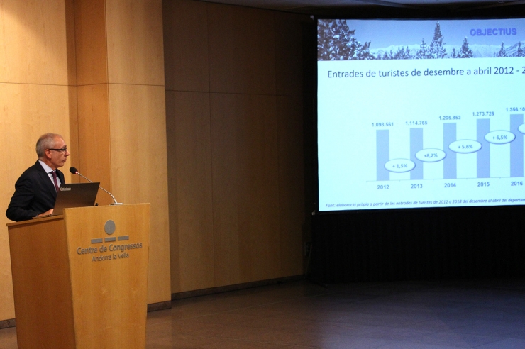 El ministre de Turisme, Francesc Camp, presenta els objectius de la campanya d'hivern.