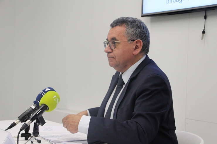 El president d'ACTinn, Albert Moles, en un moment de la roda de premsa d'aquest dimarts.