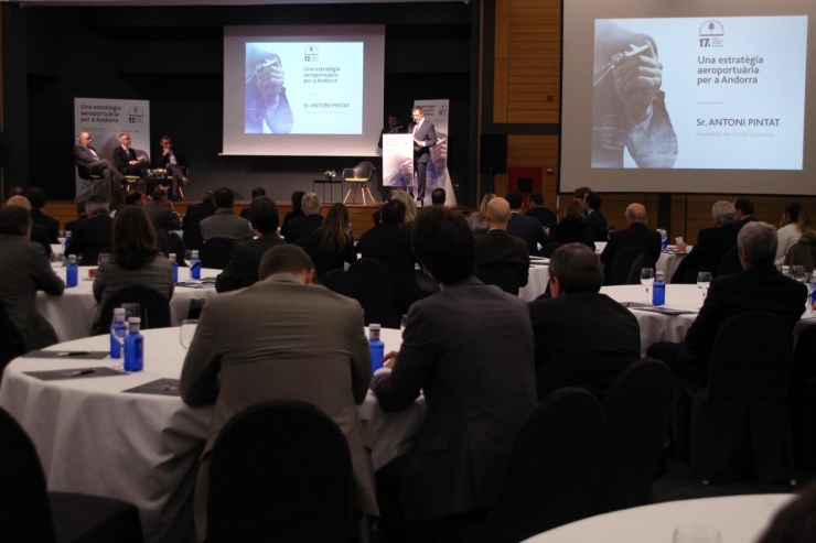 El president de Crèdit Andorrà, Antoni Pintat, en el 17è Fòrum de l'Empresa Familiar Andorrana.