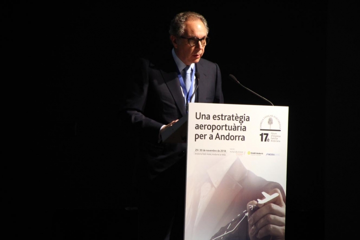 El president de l'Empresa Familiar Andorrana, Francesc Mora, en el 17è Fòrum de l'Empresa Familiar Andorrana.