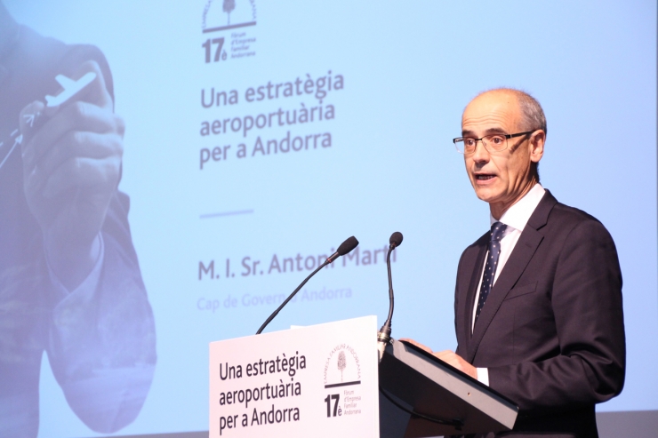 El cap de Govern, Toni Martí, durant el discurs de cloenda del 17è Fòrum de l'Empresa Familiar Andorrana (EFA).