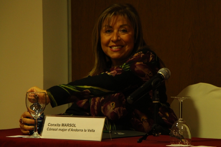 La cònsol major d'Andorra la Vella, Conxita Marsol, durant l'acte.