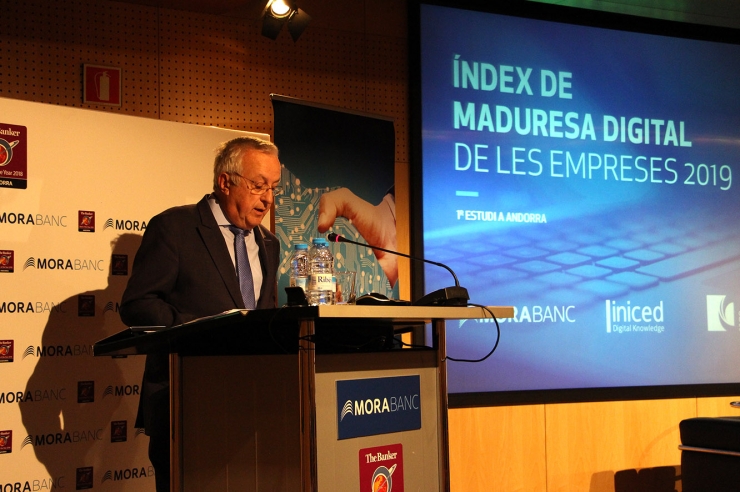 El president de la Cambra de Comerç, Indústria i Serveis, Miquel Armengol, en la presentació de l'estudi.