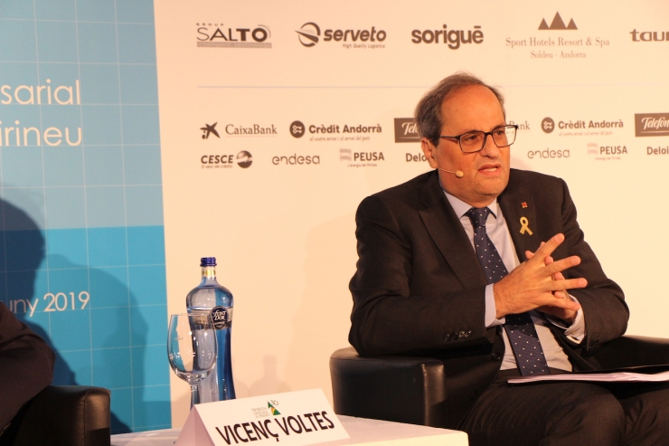 El president de la Generalitat, Quim Torra,  fa l'obertura de la segona jornada de la Trobada Empresarial al Pirineu.