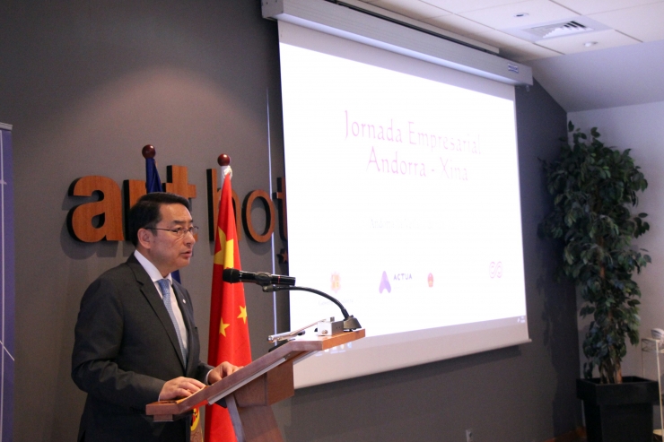 L'ambaixador de la Xina, Lyu Fan, durant la Trobada Empresarial entre Andorra i la Xina.