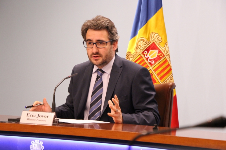 El ministre de Finances i portaveu, Eric Jover, durant la roda de premsa posterior al consell de ministres.
