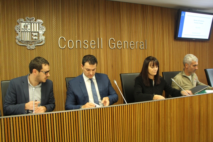 El ministre de Presidència, Economia i Empresa, Jordi Gallardo, a punt de començar la comissió d'Economia del Consell General.