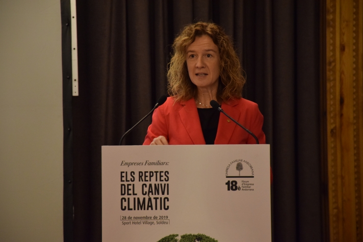 La ministra de Medi Ambient, Agricultura i Sostenibilitat, Sílvia Calvó, en el seu discurs d'obertura de l'esdeveniment.