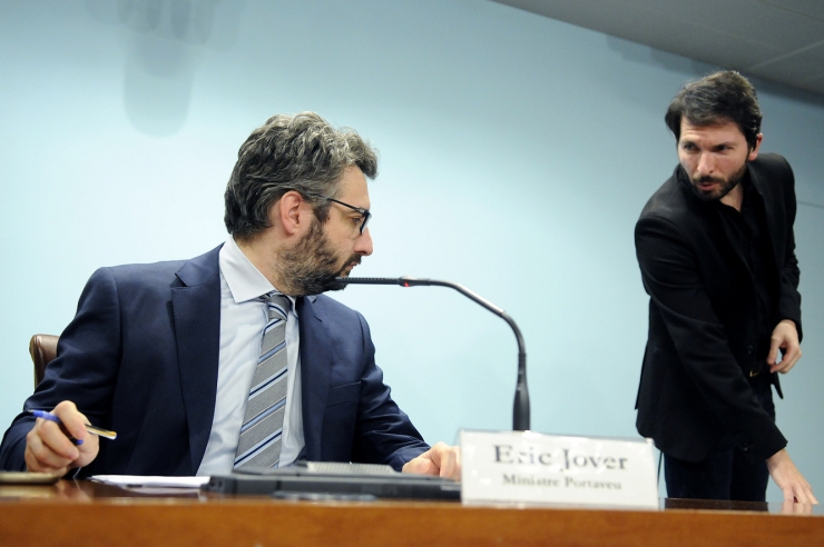 El ministre poratveu, Eric Jover, moments abans de la roda de premsa d'aquest dijous al vespre.