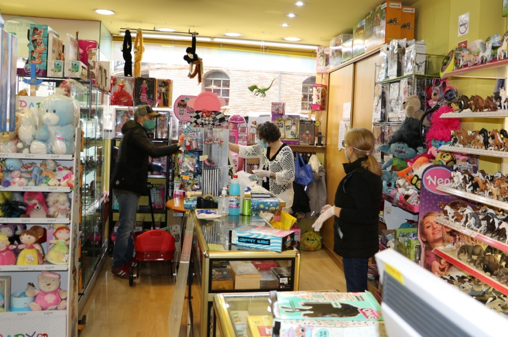 Una botiga de joguines aquest dilluns al matí.