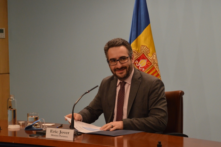 El ministre portaveu, Eric Jover, durant la roda de premsa d'aquest dijous.