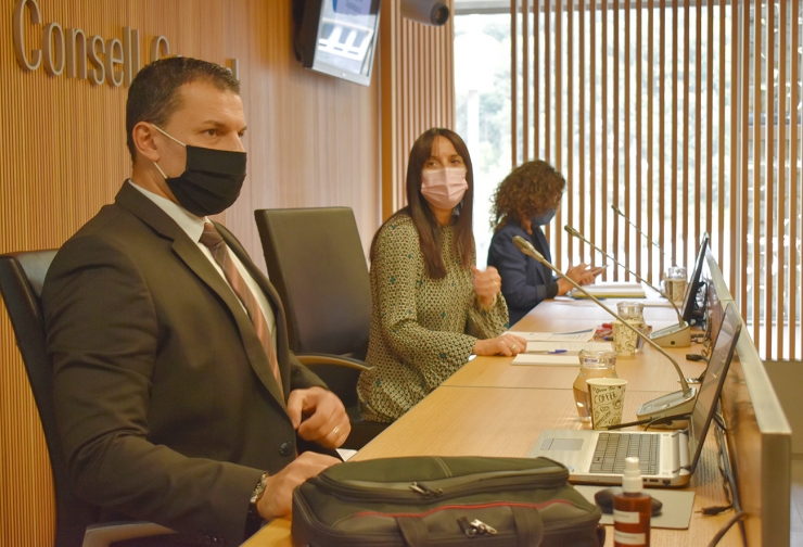 El ministre Jordi Gallardo, en primer pla, aquest dimarts al Consell General.