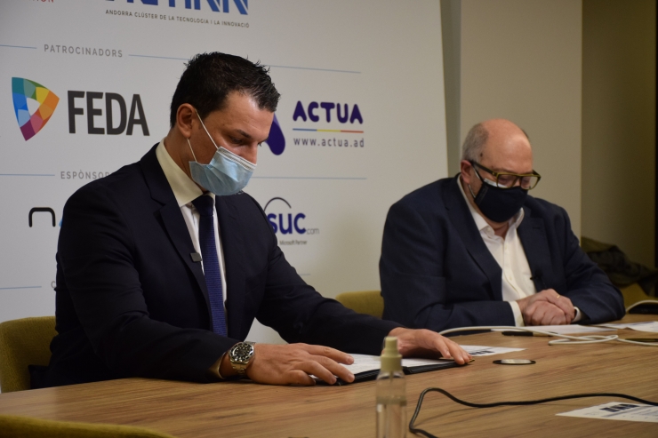 El ministre de Presidència, Economia i Empresa, Jordi Gallardo, durant la seva intervenció a la jornada Inntec.