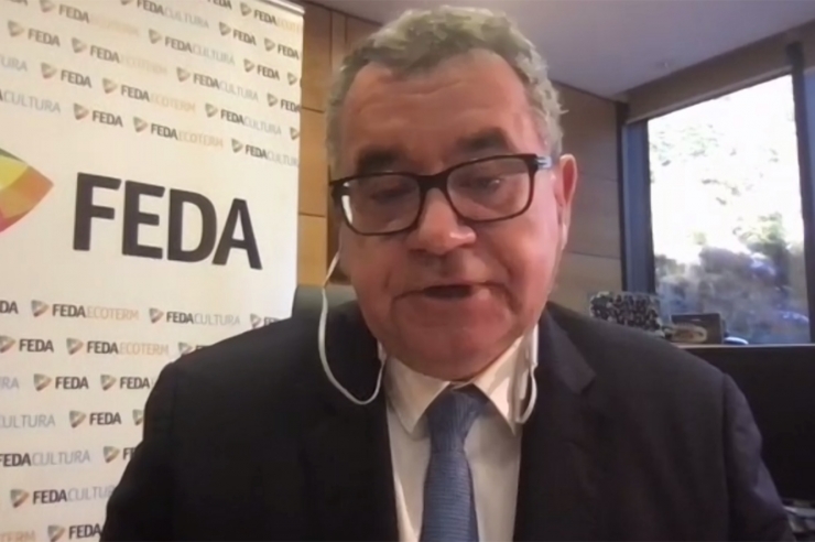 El director general de FEDA, Albert Moles, durant la roda de premsa telemàtica.