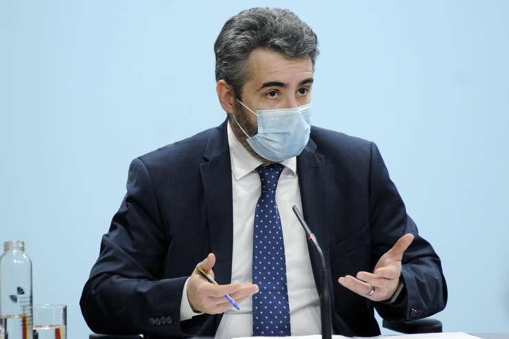 El ministre portaveu i de Finances, Eric Jover, durant la roda de premsa posterior al consell de ministres.