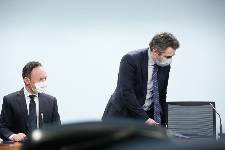 El cap de Govern, Xavier Espot, i el ministre de Finances, Eric Jover, aquest dimecres.