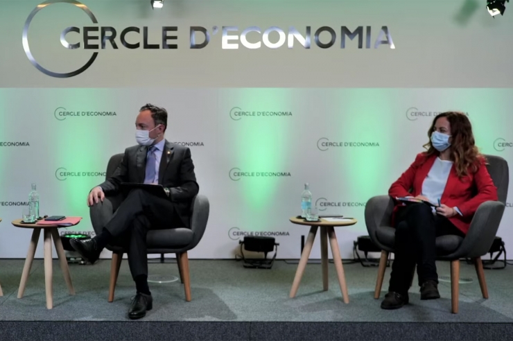 El cap de Govern, Xavier Espot, al Cercle d'Economia de Barcelona.