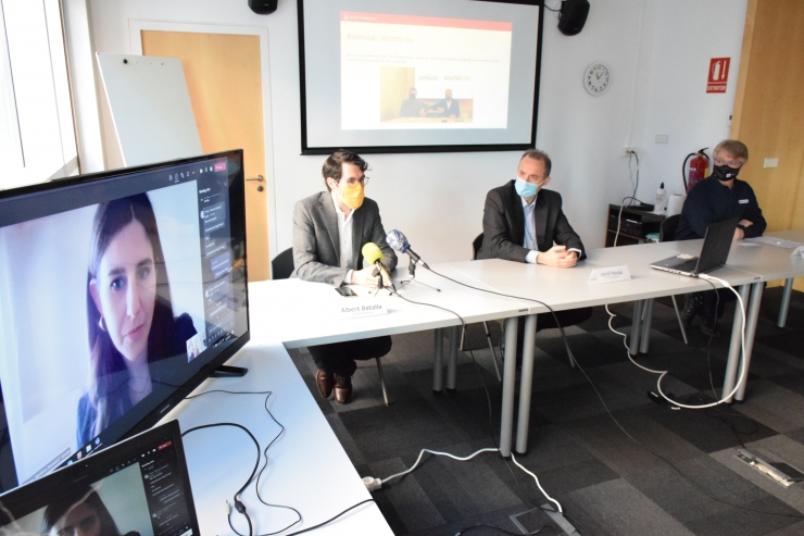 Un moment de la roda de premsa de presentació de la iniciativa conjunta entre Bomosa i Worldcoo.