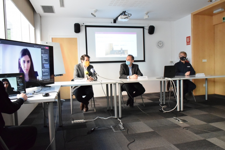 Un moment de la roda de premsa de presentació de la iniciativa conjunta entre Bomosa i Worldcoo.