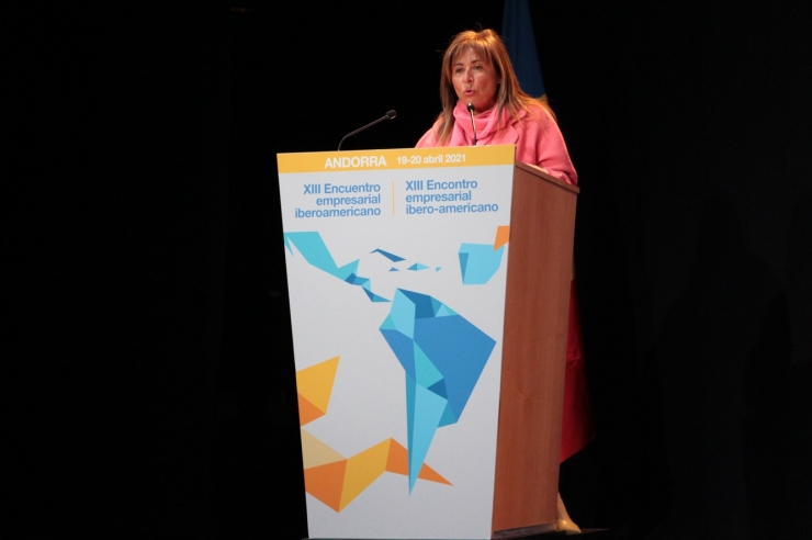 La cònsol major d'Anorra la Vella, Conxita Marsol, durant la inauguració de la Trobada Empresarial Iberoamericana.
