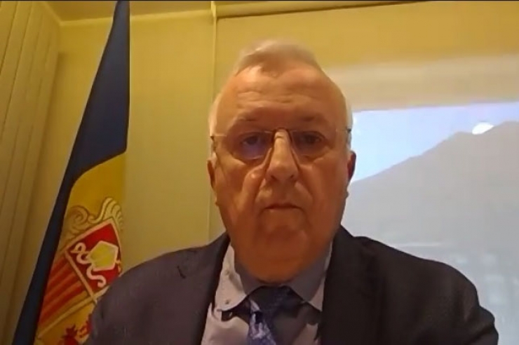 El president de la CCIS, Miquel Armengol, durant la roda de premsa telemàtica d'aquest dimarts.