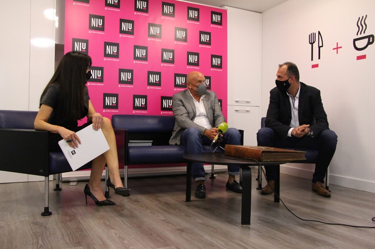 Un moment de la roda de premsa celebrada aquest dimarts al Niu d'Andorra Telecom.