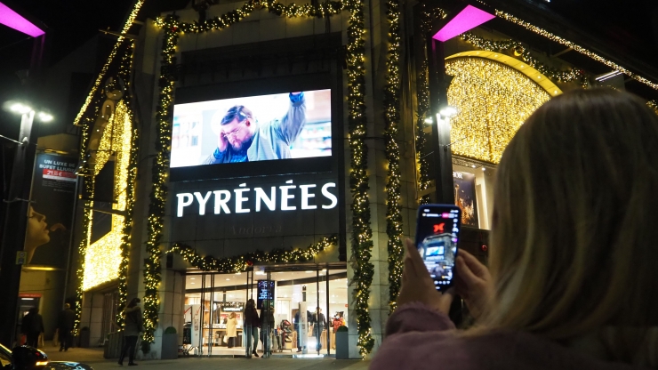 La projecció de l'espot de Nadal de Pyrénées Andorra, aquest dimecres a la tarda.