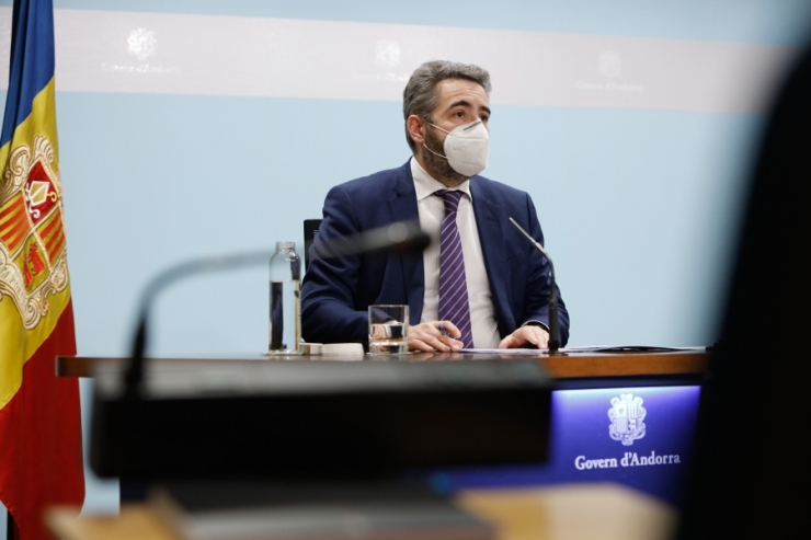 El ministre de Finances i Portaveu, Eric Jover, aquest dimecres durant la roda de premsa posterior al Consell de Ministres.
