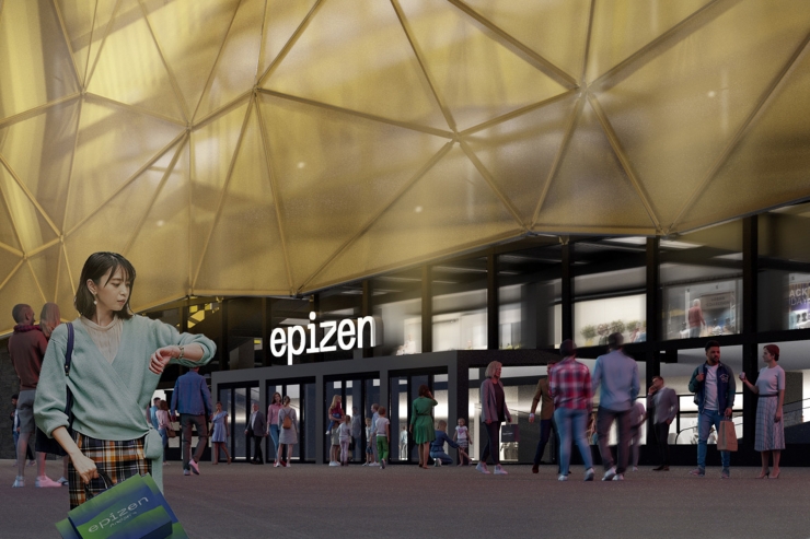 Render de la façana del futur centre comercial Epizen.