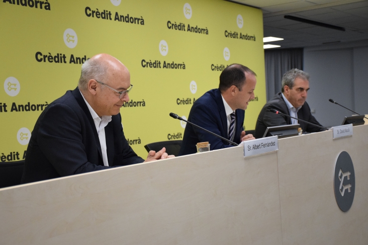 La presentació de la conferència 'Estratègia i geopolítica: impacte en l’empresa', organitzada per Crèdit Andorrà.