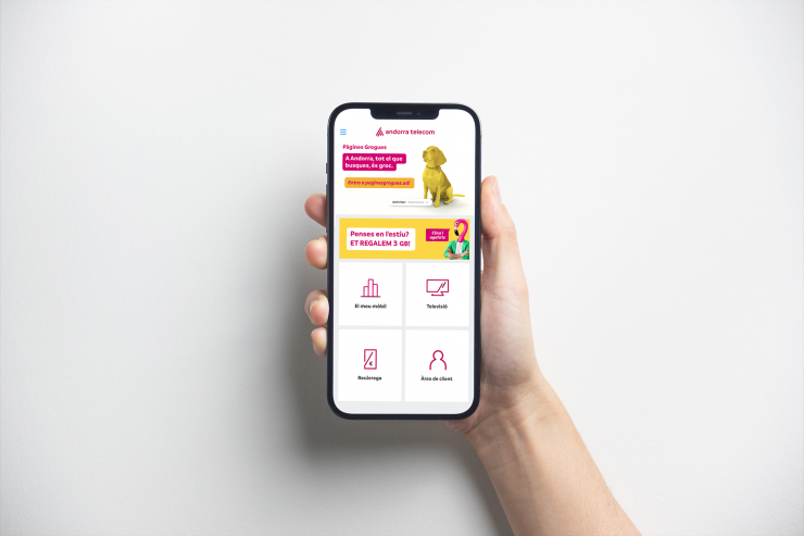 L'aplicació d'Andorra Telecom on es poden activar les dades extra cada mes.