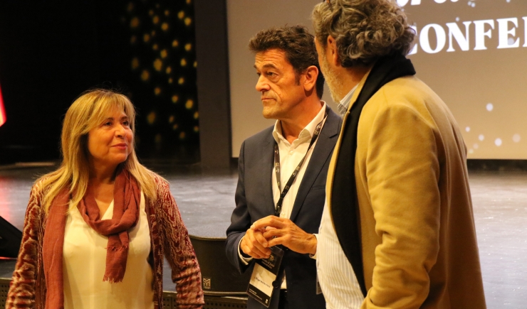 La cònsol major d'Andorra la Vella Conxita Marsol i el cònsol major d'Ordino Josep Àngel Mortés durant la inauguració de la jornada.