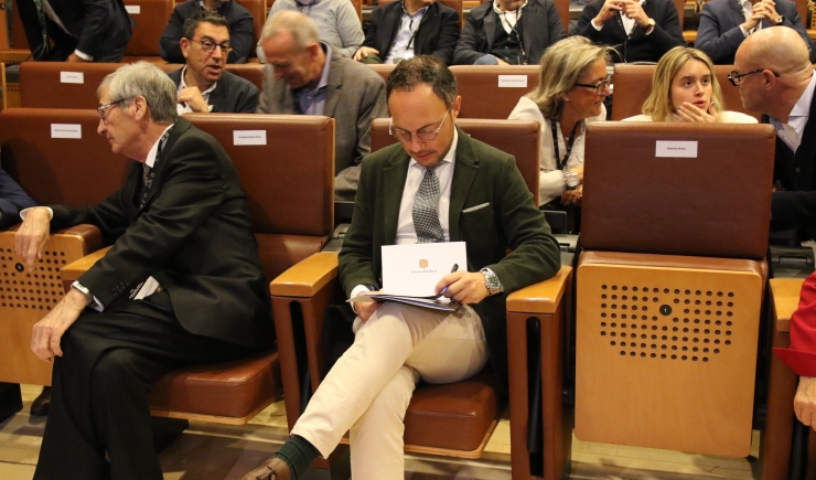 El cap de govern Xavier Espot durant la inauguració de la jornada.