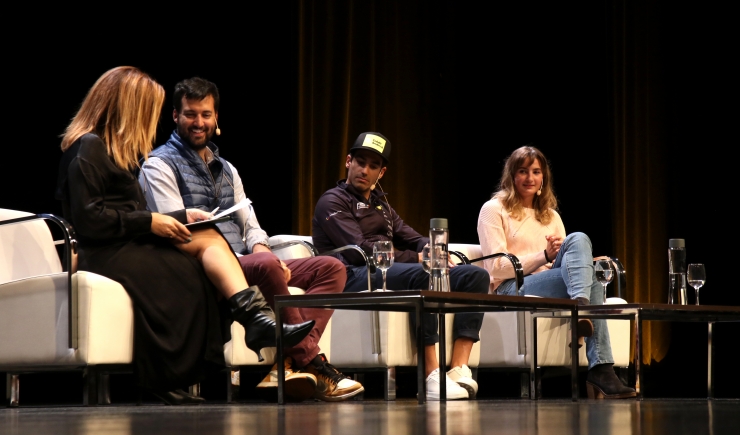 Els participants de la taula rodona 'D'Andorra al món' Humbert Sasplugas, Guillem Viladomat, Vicky Jimnénez i Joan Verdú.