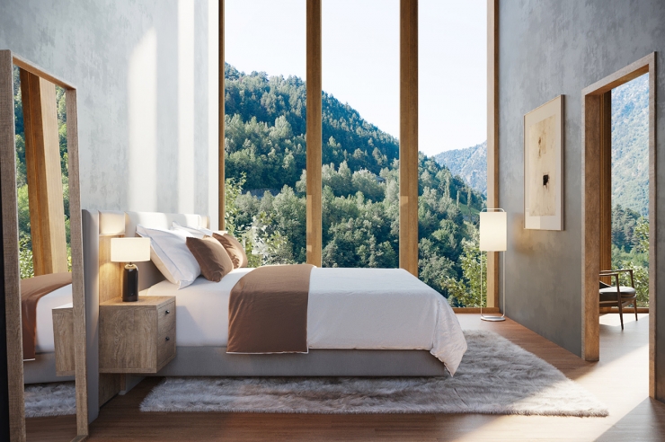 Una de les habitacions d'una de les cases de la urbanització Aldosa Village.