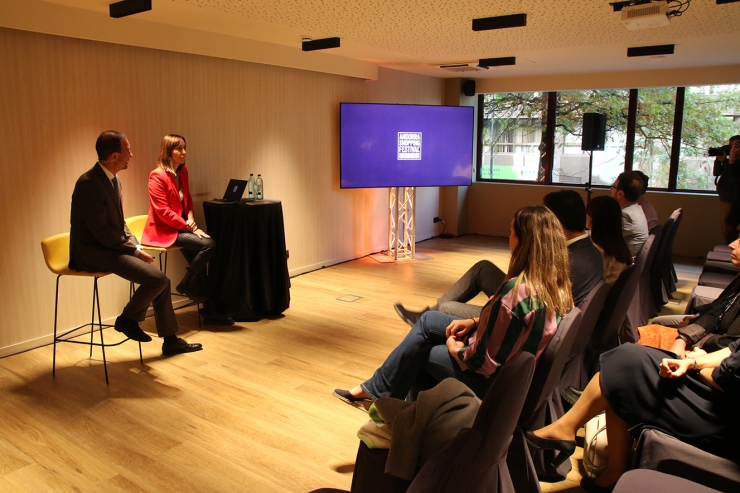 El ministre de Turisme i Telecomunicacions Jordi Torres durant la presentació de l'Andorra Shopping Festival.