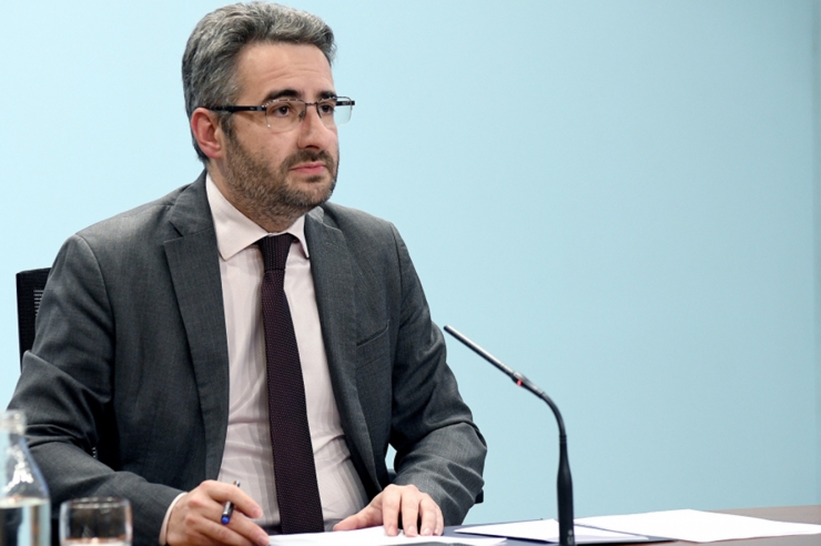 El ministre de Finances, Eric Jover, durant la roda de premsa posterior al consell de ministres.