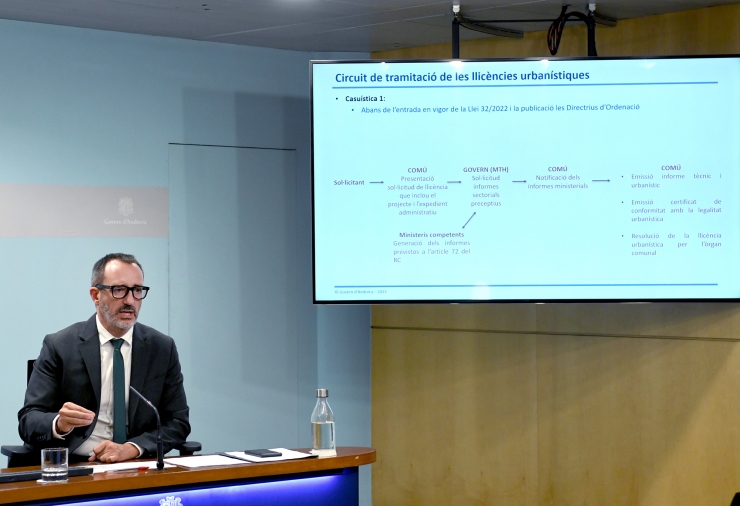 El ministre de Territori i Habitatge, Víctor Filloy, durant la presentació de les directrius d'ordenació aprovades aquest dimecres pel consell de ministres.