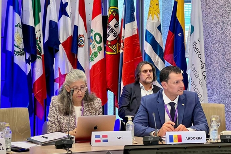 El ministre de Presidència, Economia i Empresa, Jordi Gallardo, durant la seva participació en la reunió de ministres de Ciència, Tecnologia i Innovació de la XXVIII Cimera Iberoamericana.