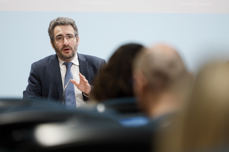 El ministre portaveu, Eric Jover, durant la roda de premsa posterior al consell de ministres d'aquest dimecres.