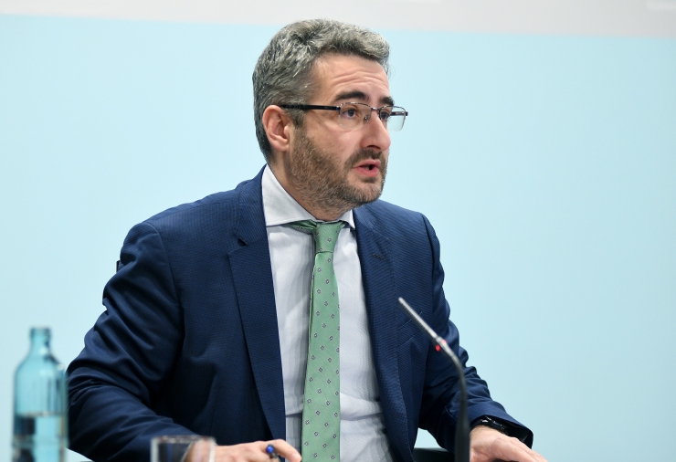 El ministre portaveu, Eric Jover, durant la roda de premsa posterior al consell de ministres.