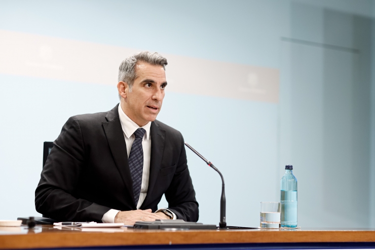 El ministre portaveu, César Marquina, durant la roda de premsa posterior al consell de ministres.