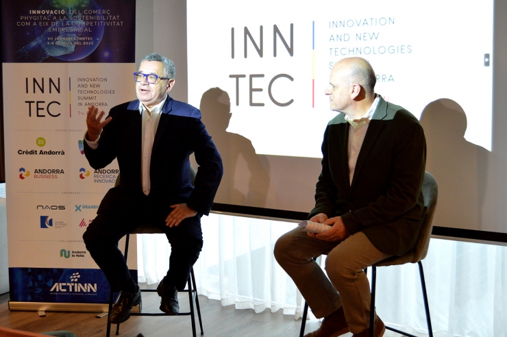 El president d'Actinn, Albert Moles i el clúster manager, Ignasi Martín, en la roda de premsa de presentació de les setenes Jornades Inntec.