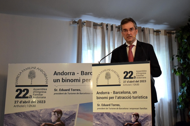 El president del comitè executiu del consorci de Turisme de  Barcelona, Eduard Torres, durant l'acte organitzat per l'Empresa  Familiar Andorrana (EFA).
 
