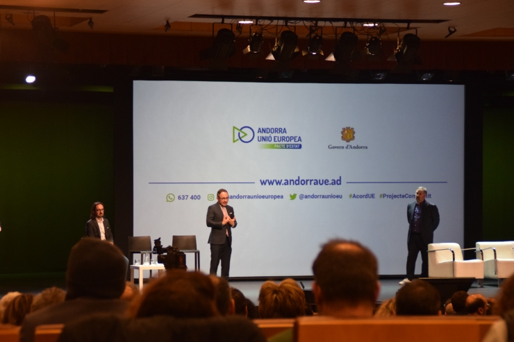 El cap de Govern, Xavier Espot, i el secretari d’Estat per a les Relacions amb la Unió Europea, Landry Riba aquest dimarts.